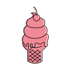 Delicious ice cream cone vector illustration design