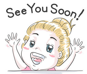 Kid Girl Wave See You Soon