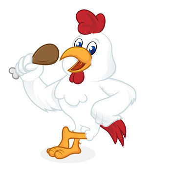 Chicken cartoon leaning and giving thumb up