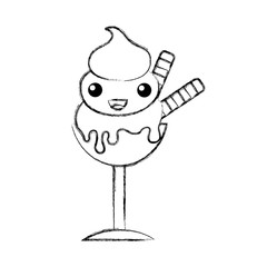 delicious ice cream cup kawaii character vector illustration design
