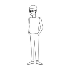 cartoon guy student standing in casual clothes