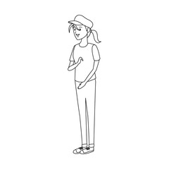 female student in casual clothes standing cartoon character