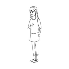 female student in casual clothes standing cartoon character