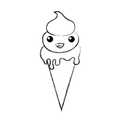 Delicious ice cream cone kawaii character vector illustration design