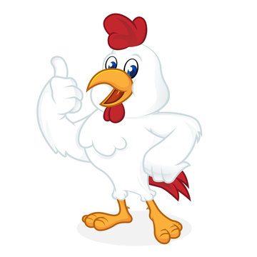 Chicken cartoon giving thumb up and smiling