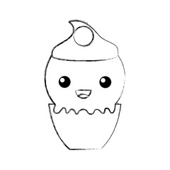 Delicious ice cream basket kawaii character vector illustration design