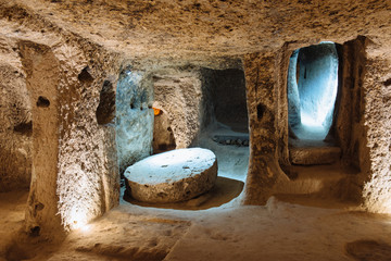 Derinkuyu underground city in Cappadocia, Turkey.