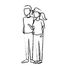 couple students girl and guy character standing