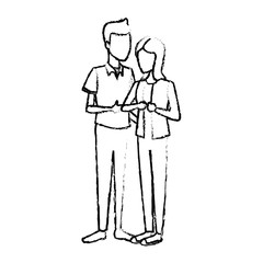 couple students girl and guy character standing