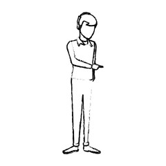 young man student standing cartoon person image