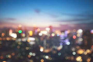 blurred bokeh light in city on night background