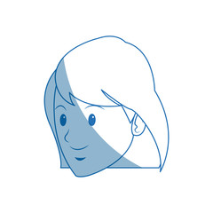 girl student face cartoon people head