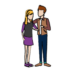 couple students girl and guy character standing