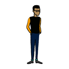 young man student standing cartoon person image