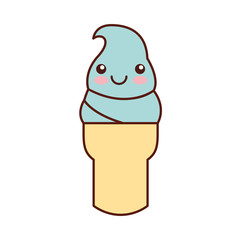Delicious ice cream cone kawaii character vector illustration design