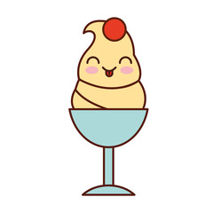 delicious ice cream cup kawaii character vector illustration design