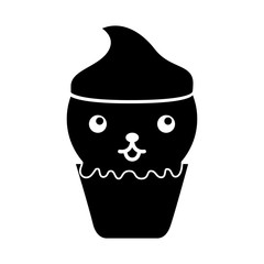 Delicious ice cream basket kawaii character vector illustration design