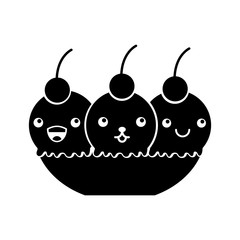 Delicious ice cream basket kawaii character vector illustration design