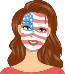 Girl Memorial Day Face Paint Illustration