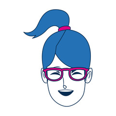 young woman laughing face pretty with closed eyes vector illustration