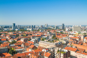 Naklejka na ściany i meble Zagreb down town skyline and modern business towers panoramic view, Croatia capital 