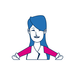 young woman laughing face pretty with closed eyes