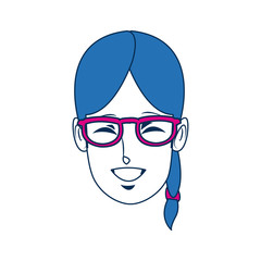 young woman laughing face pretty with closed eyes vector illustration