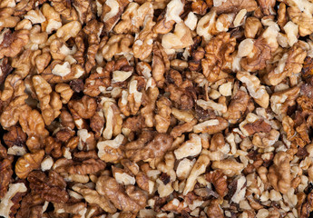 Peeled walnuts pile