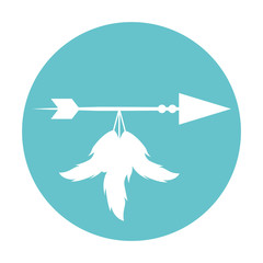 Decorative arrows with feathers boho style vector illustration design