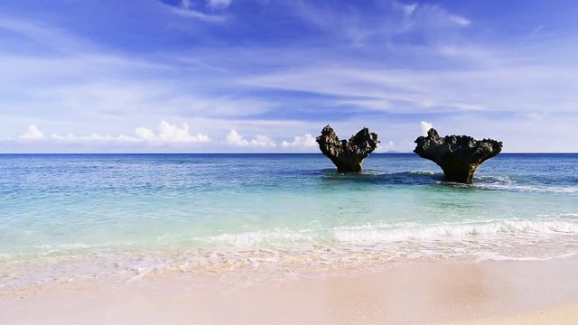 Heart rock, beach. Okinawa, Japan, Asia.