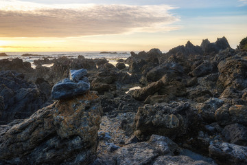 A beautiful scenery of morning sunlight at Bermagui Beach, Australia
