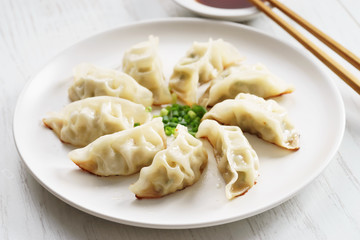 Gyoza dumplings.