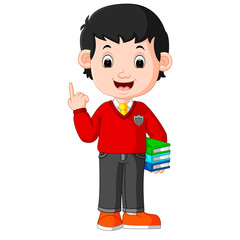 kids boy carrying book cartoon