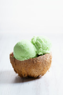 green color ice cream scoops
