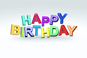 3D Illustration - colorful happy birthday letters