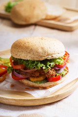 burger with fresh vegetable.