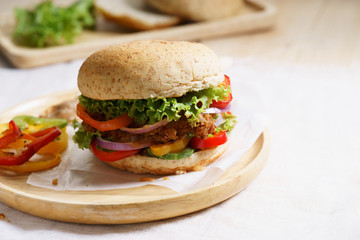 burger with fresh vegetable.