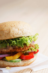 burger with fresh vegetable.
