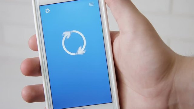 SEO concept application on the smartphone. Man uses mobile app.