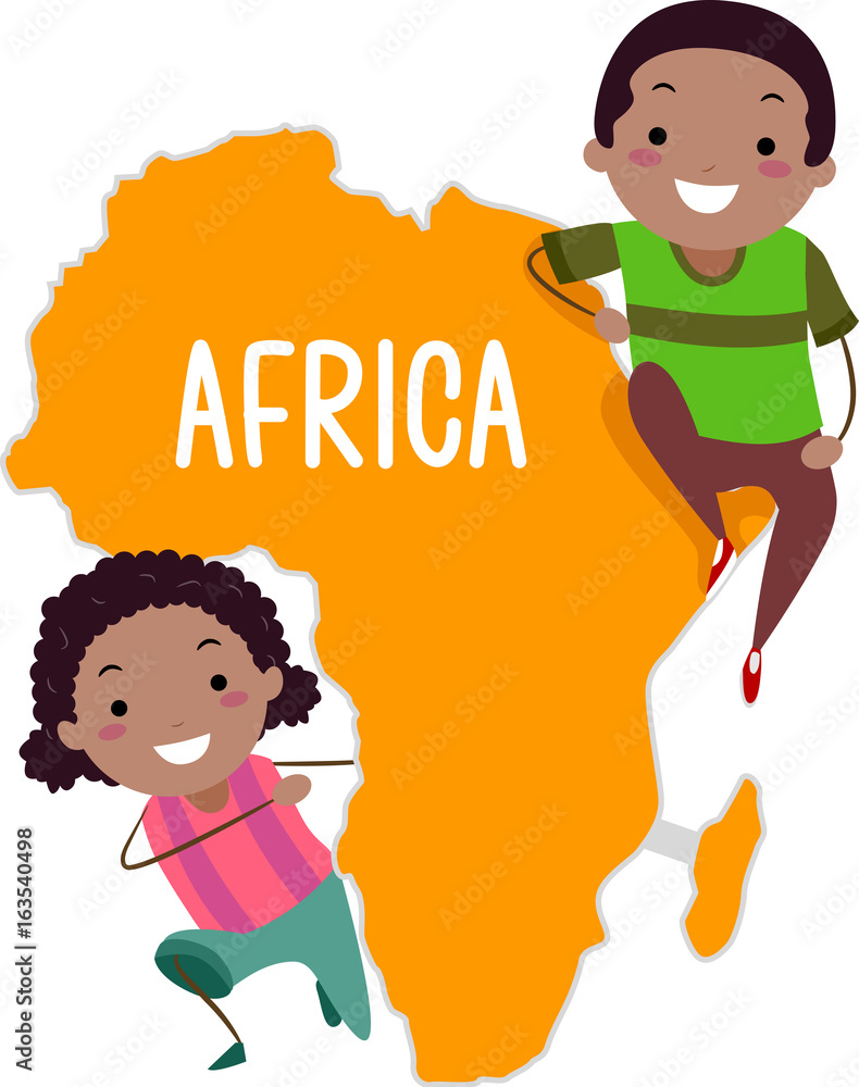 Sticker Stickman Kids Continent Africa Illustration