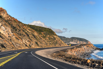 View of Pacific Coast Highway and the Pacific Ocean in Southern California 