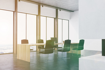 Conference room interior, side view toned