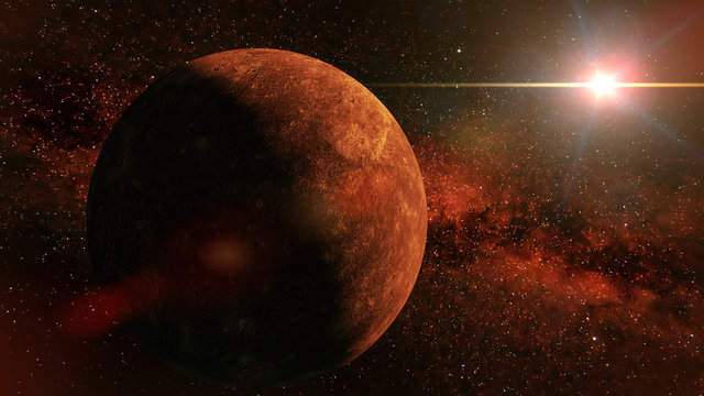 Fototapeta planet Mercury, the stars and the Sun