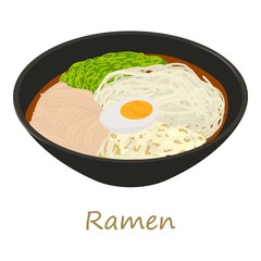 Ramen icon, cartoon style
