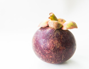 Fresh mangosteen on white background.