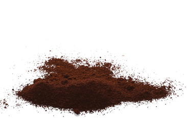 Pile of powdered, instant coffee isolated on white background