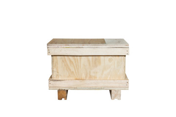 Old wooden box isolated on white background. copy space.