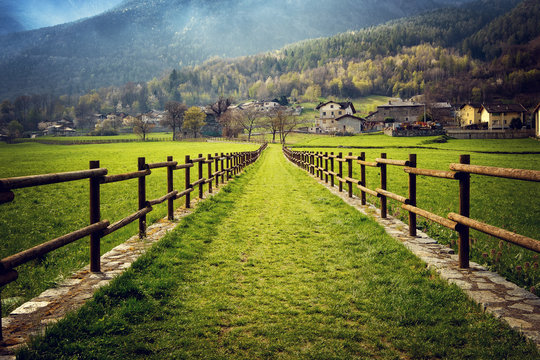 Vintage looking near Ussel. Aosta Valley. Italy