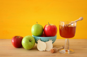 Rosh hashanah (jewish New Year holiday) concept. Traditional symbols