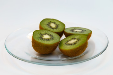 Cut kiwi on a plate